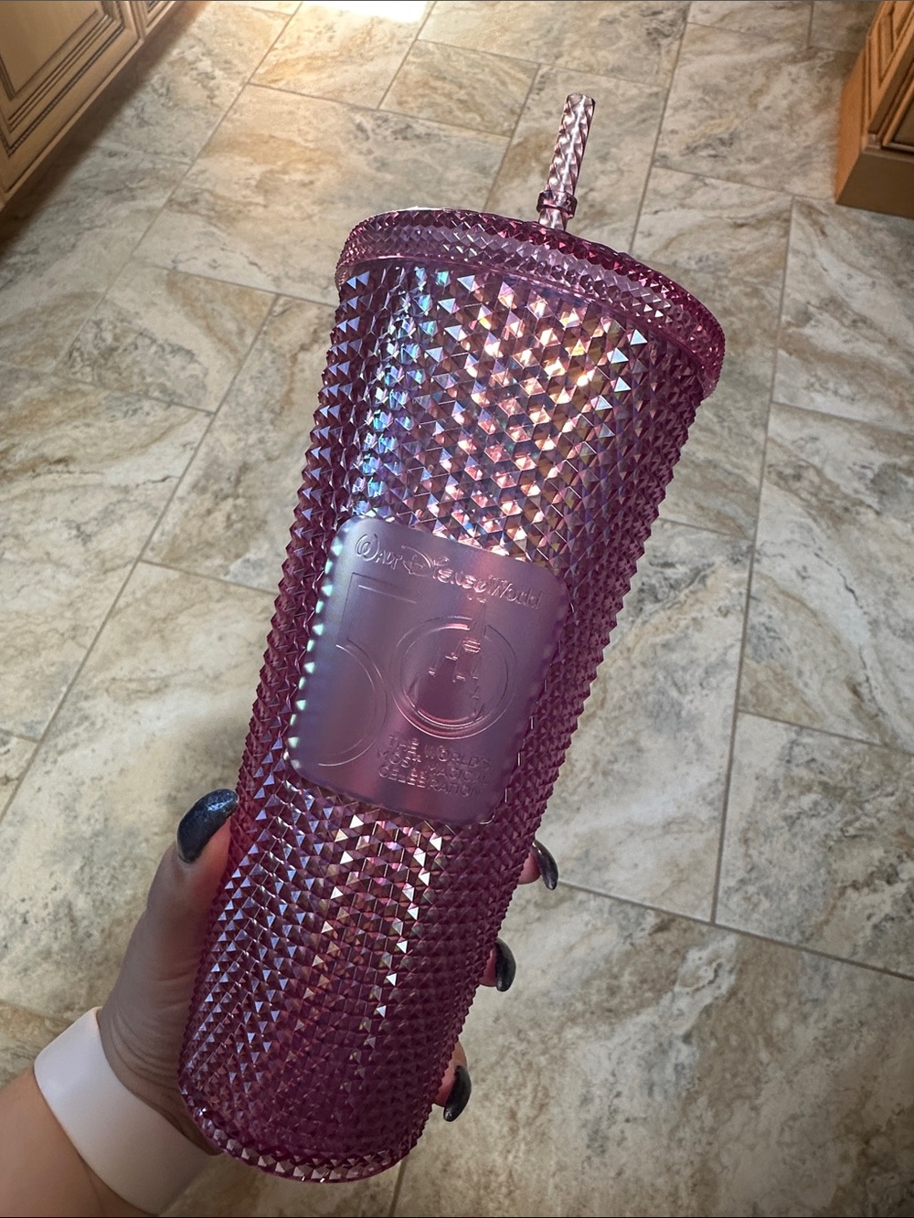 Disney World 50 Starbucks Pink Studded Tumbler